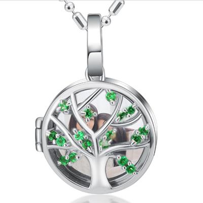 China New Popular Flip Photo Fortune Tree Custom Color Mother's Day Ideas Pendant Silver Jewelry for sale