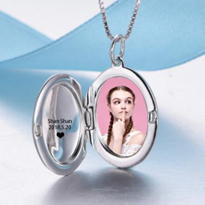 China Trend Beautiful Mother's Day Photo Private Custom Flip Engraving Pendant Necklace for sale