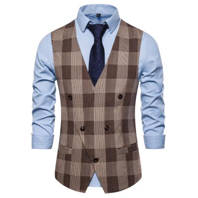 China New arrival 10730-SE44 breathable plaid printing new fashion plus size men's vest sehe fashion for sale