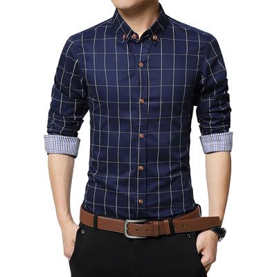 China 10709-SE33 autumn 2021 long sleeve plaid breathable plus size shirts for men sehe fashion for sale