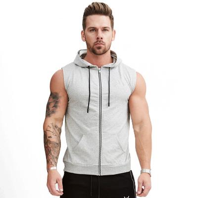 China 10723-SE14 2021 summer QUICK DRY plus size men's color sleeveless vest with sehe hooded fashion for sale