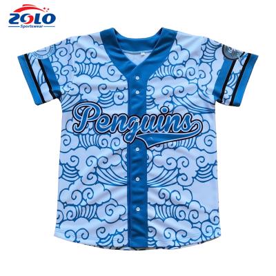 China OEM Breathable 100%Polyester Dry Fit Button Down Baseball Shorts Sleeve Jersey Top for sale