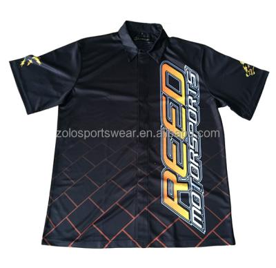 China OEM Sublimated Custom Mens Motorcycle Breathable Race Team Shirt, Pit Crew Shirt for sale