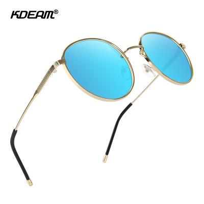 China Fashion sunglasses KDEAM 2020 newcomers trending UV resistant male-female round sunglasses alloy frame classic personalized anteojos gafas for sale