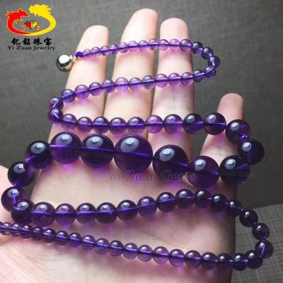 China Classical Special Natural Loose Smooth Quartz Gemstone Purple Round Bead Amethyst For Necklace Bracelet Jewelry Making for sale