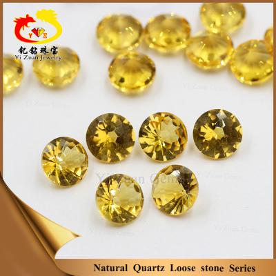 China Color Play or Fire Popular Round Shape Firework Facet Cut Natural Citrine Loose Gemstones for Jewelry Making for sale