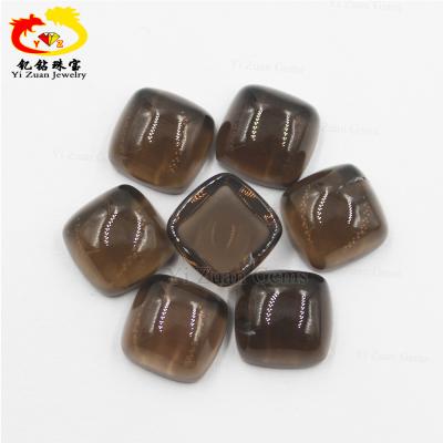 China Trendy Square Cushion Smokey Crystal Natural Loose Gemstone Brown Quartz Stone For Dangle Jewelry Making for sale