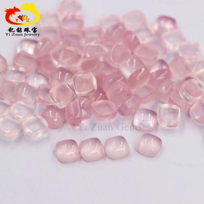 China Crystal Stone Square Cabochon Gems Light Pink Natural Classic Rose Quartz for Ring Necklace Jewelry Making for sale