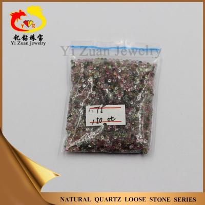 China Free Sample Wholesale Color Play Or Fire Motley Round Shaped Diamond Cut Natural Tourmaline Stone for sale