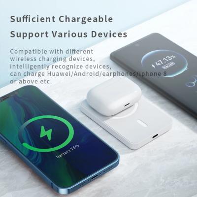 China Magnetic Power Bank Mini Portable Mobile Charger Ultra Thin 15W Input 5000mAh Magnetic Safe Wireless Power Bank For IOS Phone for sale