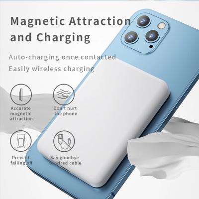 China Free Shipping OEM Magnetic Power Bank Palladium 15W Power Bank 5000mAh Portable Fast Charging Wireless Mobile Radio for sale