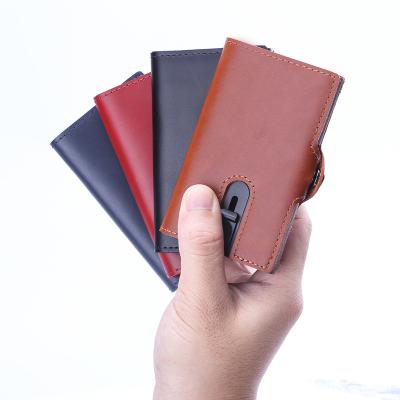 China New Product RFID Wallets Leather Genuine Material Aluma Luxury Men Money Bag Card Wallet Billeteras for sale