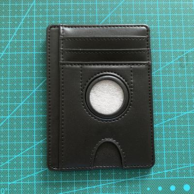 China RFID Anti Theft Slim Minimalist Front Pocket Leather Card Wallet With Built-in Case Holder For AirTag for sale