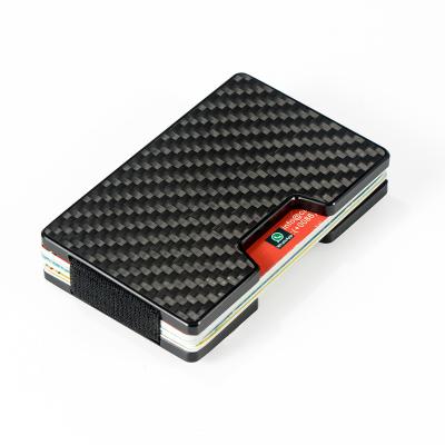 China Luxury Custom Logo 7mm RFID Metal Carbon Fiber Slim Wallet RFID Blocking Slim Card Case Carbon Fiber Wallet for sale