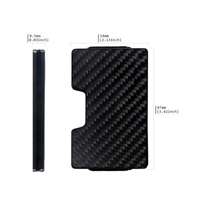 China Credit Card Logo Slim Minimalist Front Pocket Customized RFID Blocking Metal Wallets Carbon Fiber Card Holder For Men With Money Clip for sale