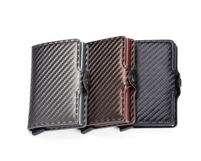 China Vintage Mini Men Card Holder Carbon Fiber Slim RFID Aluminum Wallet Blocking Noise Wallet for sale