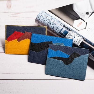 China 2021 Vintage Designer Custom Full Grain Card Holder Genuine Leather Saffiano Leather ID Card Holder for sale