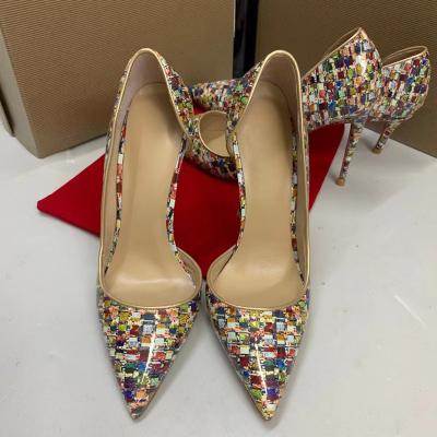 China Mixedcolor Unique Anti-slippery Pumps Shoes Ladies Dress Super Thin High Heel Toe Pointed Women Sandals for sale