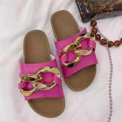 China Simple Single Chain Unpatterned Toe Sandal Fashion Trend Women's Summer Metal Open Slipper for sale