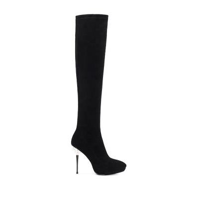 China Breathable Tall Boots Stretch Thin High Heel Winter Shoes Metal Stiletto Heel Boots Sex Overknee Leather Boots for sale