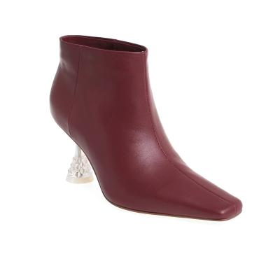 China New Genuine Leather Transparent Ankle Boots Wholesale Breathable Slip On Boots for sale