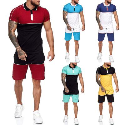 China Streetwear Patchwork Anti-Wrinkle Plus Size Summer Joggers Short Tracksuit Suits Two Piece Shirt And Shorts Sets For Men for sale