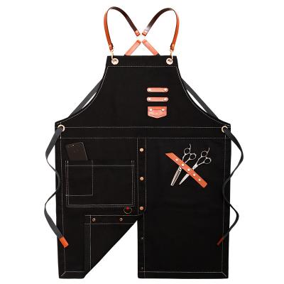 China Custom Cleaning Men Washed Jeans Serving Apron Adjustable Cooking Cooking Cross Back Barber Tool Apron Multi-Use BBQ Art Shop Tool Apron for sale