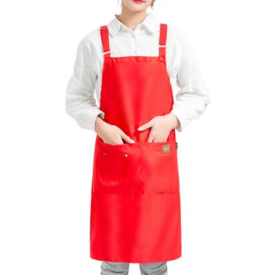 China Custom Adjustable Apron Cleaning Waterdrop Heavy Duty Bib With 2 Pockets Cooking Kitchen Aprons For Women Men Chef for sale