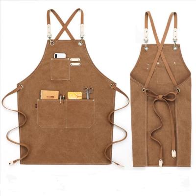 China Cleaning Leather Aprons Canvas Kitchen for Woman Men Chef Stylist Apron Grill Restaurant Bar Shop Cafes Beauty Nails Studios Uniform for sale