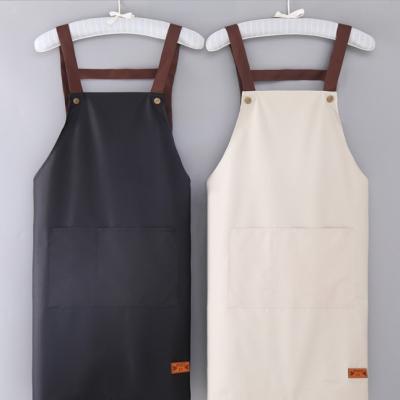 China New Arrival Cleaning Logo Cheap Kitchen Canvas Apron Custom Made Cooking For Home Cook Bib Waterproof Shoulder Strap Aprons for sale