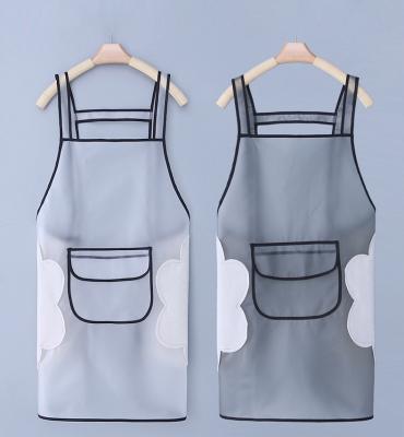 China Fashion Apron TPU Comfortable Transparent Waterproof Work Cleaning Kitchen Cooking Chef Apron Length Bib Shoulder Strap Cooking Apron for sale