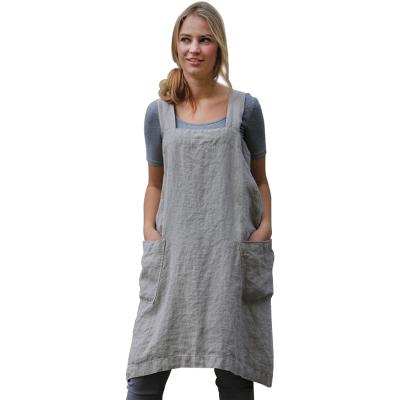 China Cotton Cleaning Canvas Apron for Women Apron Pinafore Cross Back Dress for Baking Cooking Gardening Work for sale