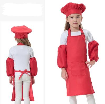 China Custom Kitchen Cleaning Cooking Painting Boys Baking Girls Waterproof Multicolor Adjustable Straps 2 Pockets Kids Chef Hat and Apron Set for sale