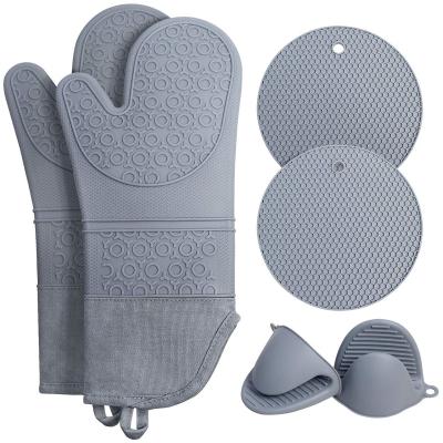 China Mid Century Oven Mitts Gloves Modern Pot Holders Sets Heat Resistant Silicone Oven Mittens Oven Gloves Hot Pads Potholders For Kitchen Cooking for sale