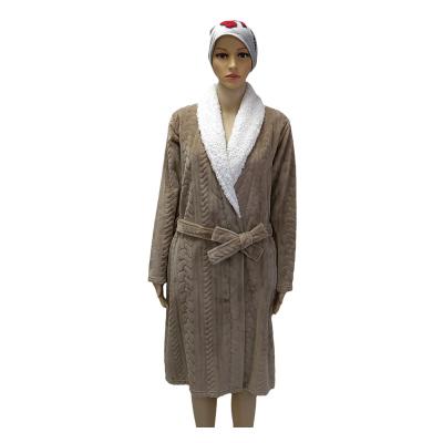 China Hot Sale Polyester Luxury Bathrobe Thermal Women's Nightgowns With Hood And Sleepwear Robe With Plush Shawl Collar for sale