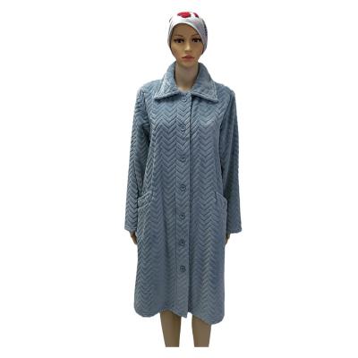 China Hot Selling Polyester Flannel Thermal Warm Fleece Cutout Ladies Nightgowns Luxury Bathrobe And Button Down Women's Sleepwear for sale