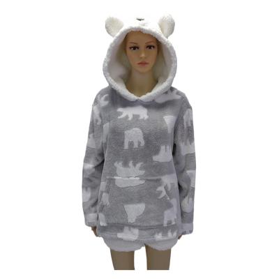 China QUICK DRY Sleepwear Pajamas Sets Cute Winter Luxury Nightgowns Bathrobe With Panty And Plush Shorts Hood With Ear for sale