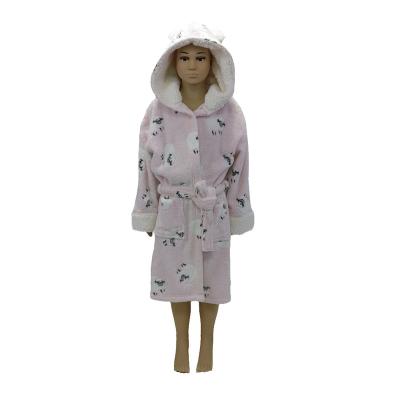 China Cute Flannel Thermal Fleece Offset Printing Bathrobe And Nightgowns Wholesale Also Kids Sleepwear With In The Ear for sale