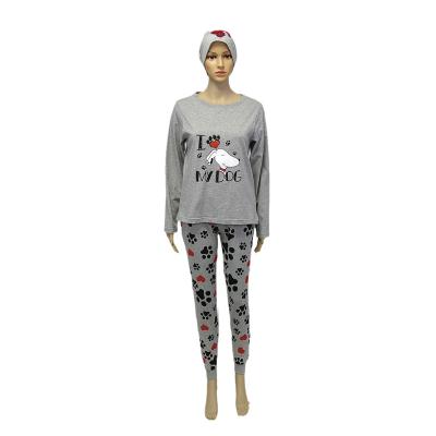 China Current weather QUICK DRY hot sale with dog print sleepwear homewear women pajamas sets front cotton for sale