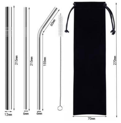 China Neutral Eco-friendly Carbon Stainless Steel Straw Set Straw Set And Brush Metal Straws for sale