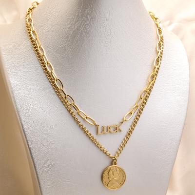 China Trendy Fashion Gold Color Stainless Steel Jewelry Necklace Set For Women for sale