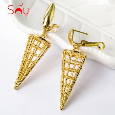 China Wholesale Hiphop SNY Jewelry Brass Wedding Stud Earrings Large For Women 18k Gold for sale