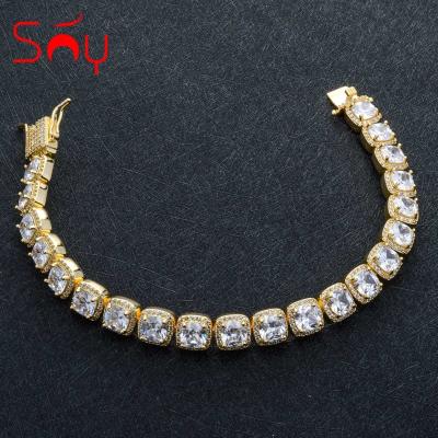 China Wholesale Hip Hop Hip Hop Style Luxury Custom Jewelry Iced Diamond Tennis Bracelet 18K Natural Solid Gold for sale