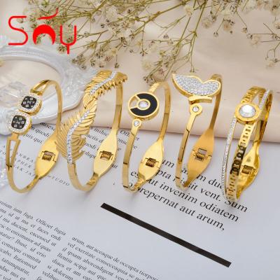 China FASHIONABLE 18K Gold Plated Forever Love Designer Cuff 316l Stainless Steel Jewelry Bracelets and Bangles Jewelry Wholesale Women for sale