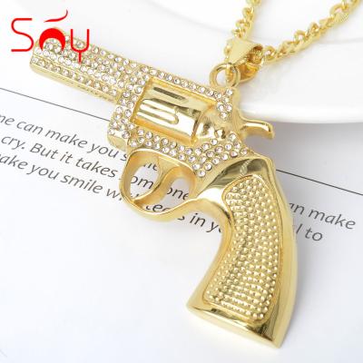 China TRENDY Simple Design Iced Out Gold Plated Stainless Steel Pendant Necklace for sale