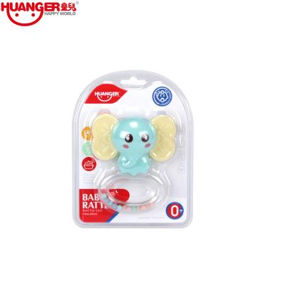 China ABS TPR PC Huanger Baby Rattles Plastic Hand Rattle Toy With Sound Ring Bell Grabbing Toy Baby Rattle Teether for sale