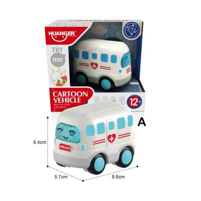 China Friction Toy Huanger Lovely Mini Lighting Sliding Cartoon Cars For Kids for sale