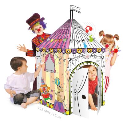 China 3D Room Diy Doodle Kids Paper Painting Toys Playhouse Cardboard Paper Educational Drawing Castle for sale