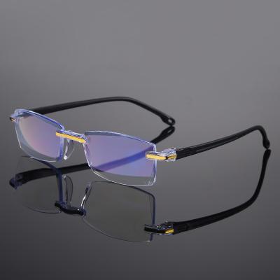 China Slim 2021 New Arrivals Anti Blue Light Optical Glasses And Frame Rimless Reading Glasses for sale