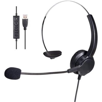 China Hot Selling Mono Call Headset Headset Clearer Voice Call Center Broadband Noise Canceling USB Phone Headset for sale